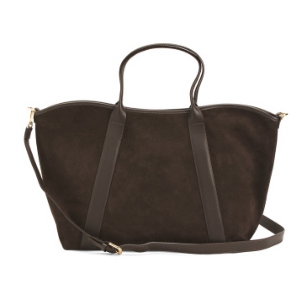 AMERAI Lola Maxi Deluxe Viral Chocolate Brown Suede Tote crossbody Made In Italy